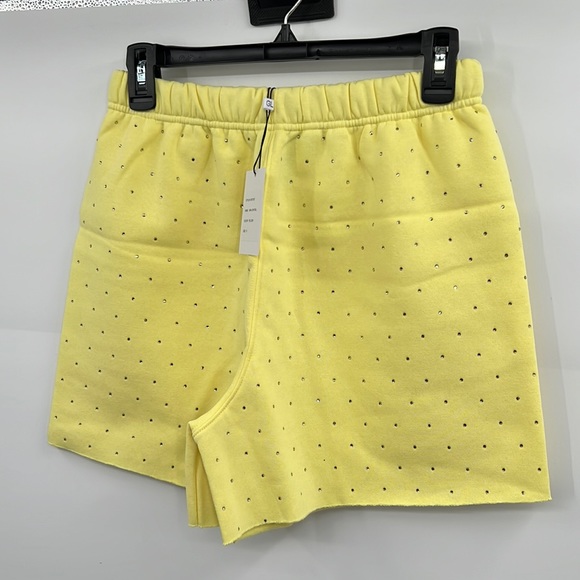 🆕Generation Love Aria Crystal Lemon Yellow Terry Shorts Choose Love New York - Picture 4 of 8